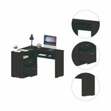 Tuhome Mix L-Shaped Desk with Keyboard Tray, Two Drawers, Single Open Shelf, Spacious Top Surface, Modern Design for Home Office or Study