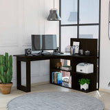 Tuhome Masai Writing Computer Desk with Five Open Shelves, Spacious Desktop, Modern Design for Home Office or Study, Space-Saving Storage Solution