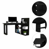 Tuhome Masai Writing Computer Desk with Five Open Shelves, Spacious Desktop, Modern Design for Home Office or Study, Space-Saving Storage Solution