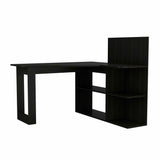 Tuhome Masai Writing Computer Desk with Five Open Shelves, Spacious Desktop, Modern Design for Home Office or Study, Space-Saving Storage Solution
