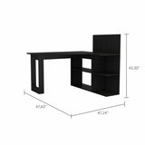 Tuhome Masai Writing Computer Desk with Five Open Shelves, Spacious Desktop, Modern Design for Home Office or Study, Space-Saving Storage Solution