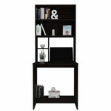Tuhome Compu Hutch Desk with Four Shelves, One Lower Shelf, Writing Desk, Space-Saving Solution for Home Office or Study