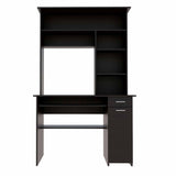 Tuhome Compu 180 Hutch Desk with Multiple Shelves, Keyboard Tray, CPU Panel, One Drawer, Modern Design for Home Office or Study