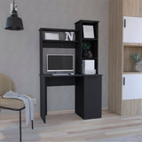 TUHOME Carson Computer Desk with Hutch, Single Door Cabinet, Expansive Work Surface and 3-Tier Storage Shelves Offering Modern Home Office Organization, Functional Workspace Design and Durable Engineered Wood Construction