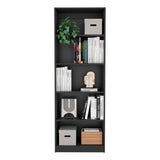 TUHOME Home Bookcase with Four Multi-Tiered Shelves and Lower Storage Section Offering Spacious Vertical Display for Books and Decor, Modern Open Organization and Durable Engineered Wood Construction for Stylish Interiors