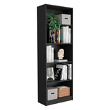 TUHOME Home Bookcase with Four Multi-Tiered Shelves and Lower Storage Section Offering Spacious Vertical Display for Books and Decor, Modern Open Organization and Durable Engineered Wood Construction for Stylish Interiors