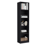TUHOME Home XS Bookcase with Five-Tier Shelves and Slim Vertical Design Offering Compact Storage for Books, Decor and Keepsakes with Modern Open Display Style and Durable Engineered Wood Construction for Small-Space Living