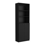 TUHOME Home 2-Door Bookcase with Dual Enclosed Shelves and Three Open Display Tiers Offering Modern Vertical Storage, Concealed Organization and Durable Engineered Wood Construction for Living Rooms, Offices and Bedrooms