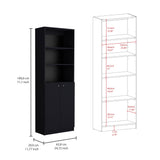TUHOME Home 2-Door Bookcase with Dual Enclosed Shelves and Three Open Display Tiers Offering Modern Vertical Storage, Concealed Organization and Durable Engineered Wood Construction for Living Rooms, Offices and Bedrooms