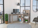 Tuhome Masai Writing Computer Desk with Five Open Shelves, Spacious Desktop, Modern Design for Home Office or Study, Space-Saving Storage Solution