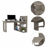Tuhome Masai Writing Computer Desk with Five Open Shelves, Spacious Desktop, Modern Design for Home Office or Study, Space-Saving Storage Solution