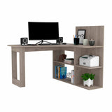 Tuhome Masai Writing Computer Desk with Five Open Shelves, Spacious Desktop, Modern Design for Home Office or Study, Space-Saving Storage Solution