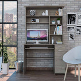 Tuhome Compu 180 Hutch Desk with Multiple Shelves, Keyboard Tray, CPU Panel, One Drawer, Modern Design for Home Office or Study