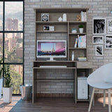 Tuhome Compu 180 Hutch Desk with Multiple Shelves, Keyboard Tray, CPU Panel, One Drawer, Modern Design for Home Office or Study