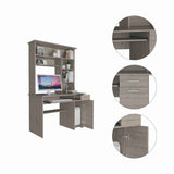 Tuhome Compu 180 Hutch Desk with Multiple Shelves, Keyboard Tray, CPU Panel, One Drawer, Modern Design for Home Office or Study