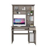 Tuhome Compu 180 Hutch Desk with Multiple Shelves, Keyboard Tray, CPU Panel, One Drawer, Modern Design for Home Office or Study