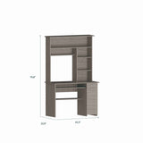 Tuhome Compu 180 Hutch Desk with Multiple Shelves, Keyboard Tray, CPU Panel, One Drawer, Modern Design for Home Office or Study