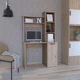 TUHOME Carson Computer Desk with Hutch, Single Door Cabinet, Expansive Work Surface and 3-Tier Storage Shelves Offering Modern Home Office Organization, Functional Workspace Design and Durable Engineered Wood Construction