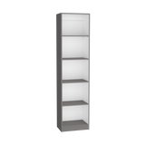 TUHOME Home XS Bookcase with Five-Tier Shelves and Slim Vertical Design Offering Compact Storage for Books, Decor and Keepsakes with Modern Open Display Style and Durable Engineered Wood Construction for Small-Space Living
