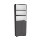 TUHOME Home 2-Door Bookcase with Dual Enclosed Shelves and Three Open Display Tiers Offering Modern Vertical Storage, Concealed Organization and Durable Engineered Wood Construction for Living Rooms, Offices and Bedrooms