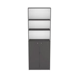 TUHOME Home 2-Door Bookcase with Dual Enclosed Shelves and Three Open Display Tiers Offering Modern Vertical Storage, Concealed Organization and Durable Engineered Wood Construction for Living Rooms, Offices and Bedrooms