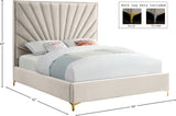 Eclipse Velvet Bed - Luxurious Contemporary Design with Channel Tufted Headboard and Metal Legs