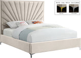 Eclipse Velvet Bed - Luxurious Contemporary Design with Channel Tufted Headboard and Metal Legs