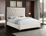 Eclipse Velvet Bed - Luxurious Contemporary Design with Channel Tufted Headboard and Metal Legs