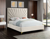Eclipse Velvet Bed - Luxurious Contemporary Design with Channel Tufted Headboard and Metal Legs