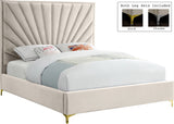 Eclipse Velvet Bed - Luxurious Contemporary Design with Channel Tufted Headboard and Metal Legs