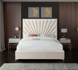 Eclipse Velvet Bed - Luxurious Contemporary Design with Channel Tufted Headboard and Metal Legs