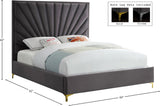 Eclipse Velvet Bed - Luxurious Contemporary Design with Channel Tufted Headboard and Metal Legs