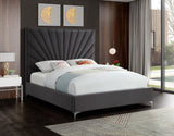 Eclipse Velvet Bed - Luxurious Contemporary Design with Channel Tufted Headboard and Metal Legs