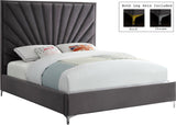 Eclipse Velvet Bed - Luxurious Contemporary Design with Channel Tufted Headboard and Metal Legs