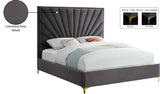 Eclipse Velvet Bed - Luxurious Contemporary Design with Channel Tufted Headboard and Metal Legs