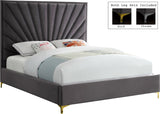 Eclipse Velvet Bed - Luxurious Contemporary Design with Channel Tufted Headboard and Metal Legs