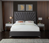 Eclipse Velvet Bed - Luxurious Contemporary Design with Channel Tufted Headboard and Metal Legs