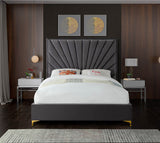 Eclipse Velvet Bed - Luxurious Contemporary Design with Channel Tufted Headboard and Metal Legs