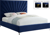 Eclipse Velvet Bed - Luxurious Contemporary Design with Channel Tufted Headboard and Metal Legs