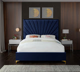 Eclipse Velvet Bed - Luxurious Contemporary Design with Channel Tufted Headboard and Metal Legs