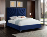 Eclipse Velvet Bed - Luxurious Contemporary Design with Channel Tufted Headboard and Metal Legs