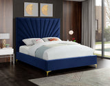 Eclipse Velvet Bed - Luxurious Contemporary Design with Channel Tufted Headboard and Metal Legs