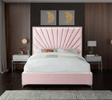 Eclipse Velvet Bed - Luxurious Contemporary Design with Channel Tufted Headboard and Metal Legs