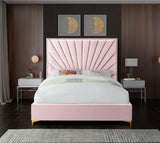 Eclipse Velvet Bed - Luxurious Contemporary Design with Channel Tufted Headboard and Metal Legs