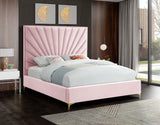 Eclipse Velvet Bed - Luxurious Contemporary Design with Channel Tufted Headboard and Metal Legs