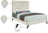 Elly Contemporary Velvet Bed with Deep Button Tufting and Espresso Wood Legs for Stylish Comfort