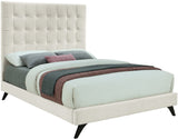 Elly Contemporary Velvet Bed with Deep Button Tufting and Espresso Wood Legs for Stylish Comfort