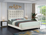 Elly Contemporary Velvet Bed with Deep Button Tufting and Espresso Wood Legs for Stylish Comfort