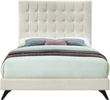 Elly Contemporary Velvet Bed with Deep Button Tufting and Espresso Wood Legs for Stylish Comfort