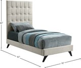 Elly Contemporary Velvet Bed with Deep Button Tufting and Espresso Wood Legs for Stylish Comfort
